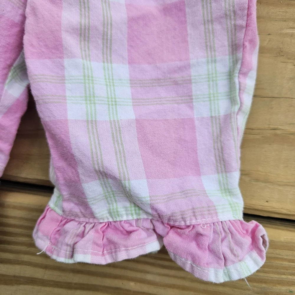 Specialty Baby Girl Outfit Green Top with Pink Plaid Capris 6-9M - Picture 7 of 8
